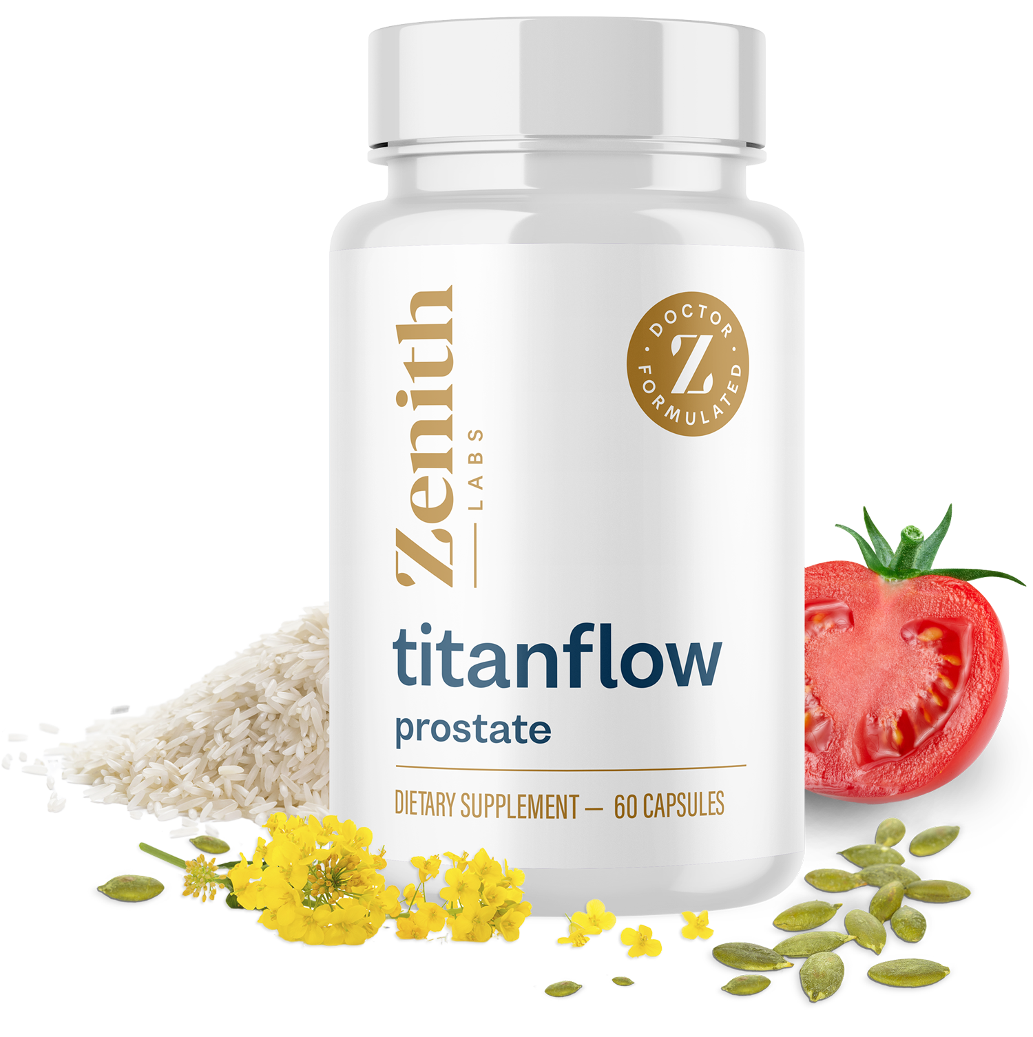 TitanFlow bottle and ingredient presentation